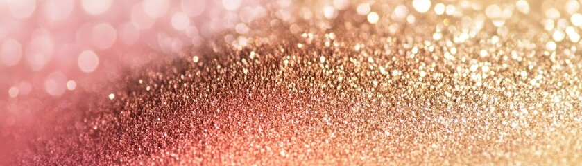 Poster - Luxurious abstract background featuring shimmering metallic powder in gold and rose gold tones with sparkling effects and gradient area for text overlay