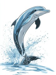 Poster - Dolphin jumping gracefully above the ocean waves in bright sunshine, showcasing agility and beauty. Generative AI