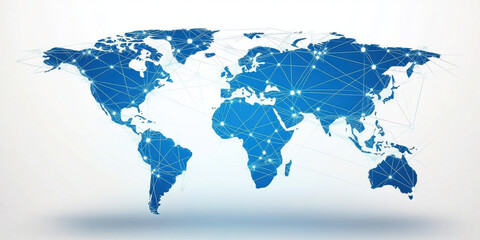 Wall Mural - Connected global network map showcasing continents and connections