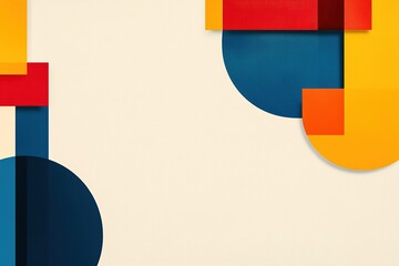 Poster - nordic-inspired minimalist background featuring bold abstract geometric shapes in primary colors on 