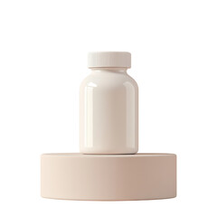 Poster - minimalist cream bottle on round base with simple background