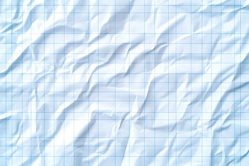 Wall Mural - White crumpled paper. Blue graph lines. generative ai