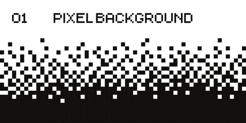 Wall Mural - minimalistic pixelated black and white background with a smooth gradient transition placed verticall