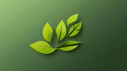 Poster - A group of green leaves on a green background.