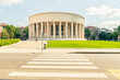 © Connect Images - Circular modern building  of Croatian Association of Fine Artists with columns in an urban green space under a blue sky, Zagreb, Croatia