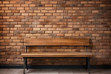Poster - empty wooden bench standing in front of an old brick wall in a waiting room