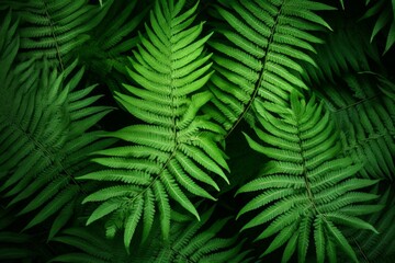 Fototapete - Close up of beautiful fern leaves forming a vibrant green backdrop, capturing the essence of nature's beauty