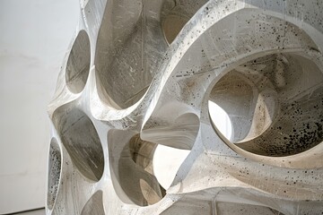 Poster - Abstract concrete sculpture with holes forming interesting shapes and textures