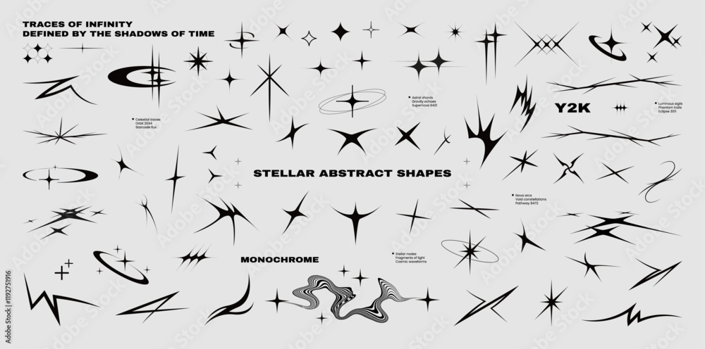 Deformed stars, y2k blings, abstract sharp lines, spikes, cybersigilism ...