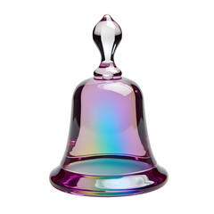Poster - Iridescent Glass Bell: A captivating image of an art glass bell, showcasing an array of iridescent purple, blue, and pink hues.