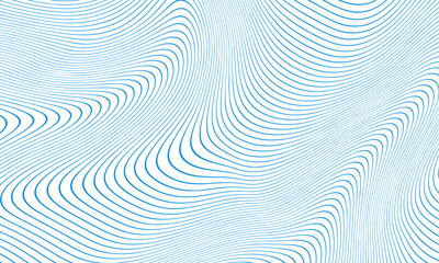Fototapete - The captivating Abstract Blue Lines Pattern, which is set against a white background, features a dynamic and fluid design that