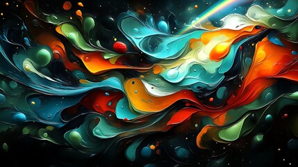 Wall Mural - Abstract Cosmic Swirls of Vibrant Hues and Light