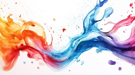 Poster - Colorful splashes of red and yellow liquid paint create dynamic motion
