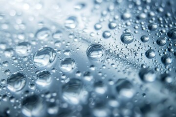 Poster - Multiple water drops forming an abstract pattern on blue background