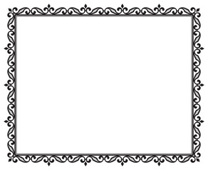 Wall Mural - Vector baroque black rectangle border frame. Template. Isolated on white background.