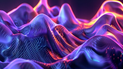 Wall Mural - an abstract background of flowing lines in shades of blue, purple, and orange.