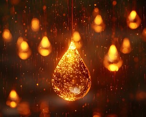 Poster - Glowing Water Droplets Scattering in Mid Fall with Creative Concept