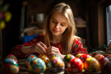 Portrait of a beautiful young woman in a traditional costume generative ai