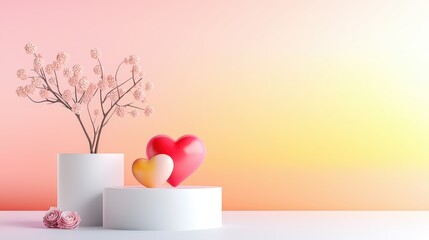 Poster - A beautiful wall art display for Valentine's Day featuring hand-painted hearts, soft pastel colors, and delicate brushstrokes, adding a romantic touch to any space.