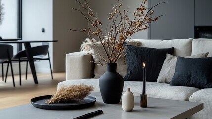 Poster - Minimalist home interior design cozy living room decor inspiration neutral tones modern aesthetic tranquil space