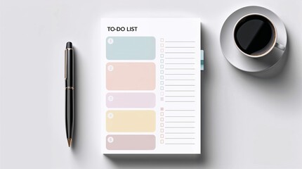 A beautifully designed to-do list template in soft pastel tones, perfect for planning and organization. The layout is clean and minimalistic, featuring a pastel color palette to promote focus and calm