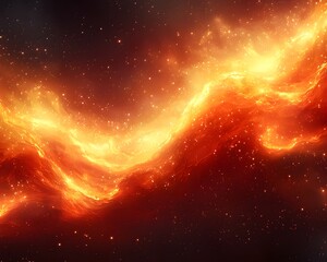 Poster - Fiery Abstract Landscape   Swirling Streaks of Intense Glowing Colors in Chaotic Motion