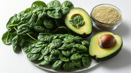 Sticker - Fresh Avocados, Spinach, and Quinoa: A Healthy and Delicious Meal