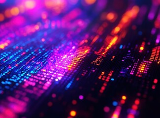 Poster - Abstract Digital Background Featuring Vibrant Neon Colors with Blurred Lights and Patterns, Perfect for Technology, Science, and Creative Themes