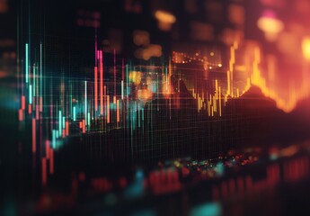 Poster - Abstract Financial Chart with Colorful Candlestick Patterns and Bright Background Illustrating Market Trends and Data Analysis in a Digital Environment
