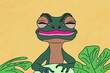 © ADDICTIVE STOCK - Quirky cartoon frog with pink lips and green leaves