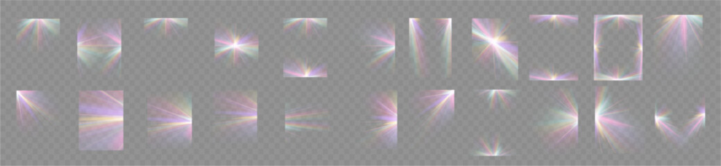 Wall Mural - crystal star. crystal ray light, sun shines rainbow red yellow and blue color. optical fire light ef