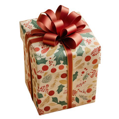 Christmas Gift box, transparent background