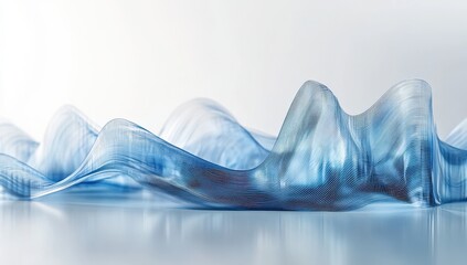 Poster - Abstract Wave Pattern in Light Blue Tones with Smooth Curves and Soft Textures Representing Calmness and Fluidity in a Minimalistic Design
