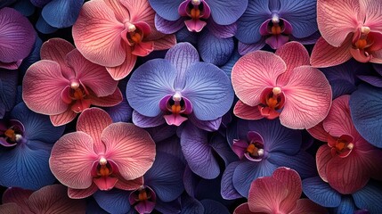 Sticker - Pink, blue orchids.