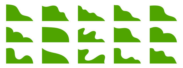 Wall Mural - Set of green right side corner shape for website page, banner, card vector illustration