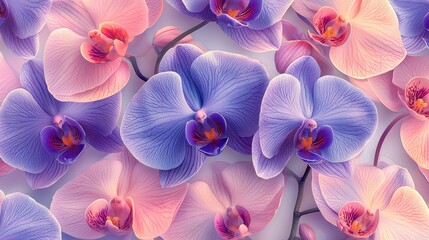 Sticker - Pink, purple orchids. (2)