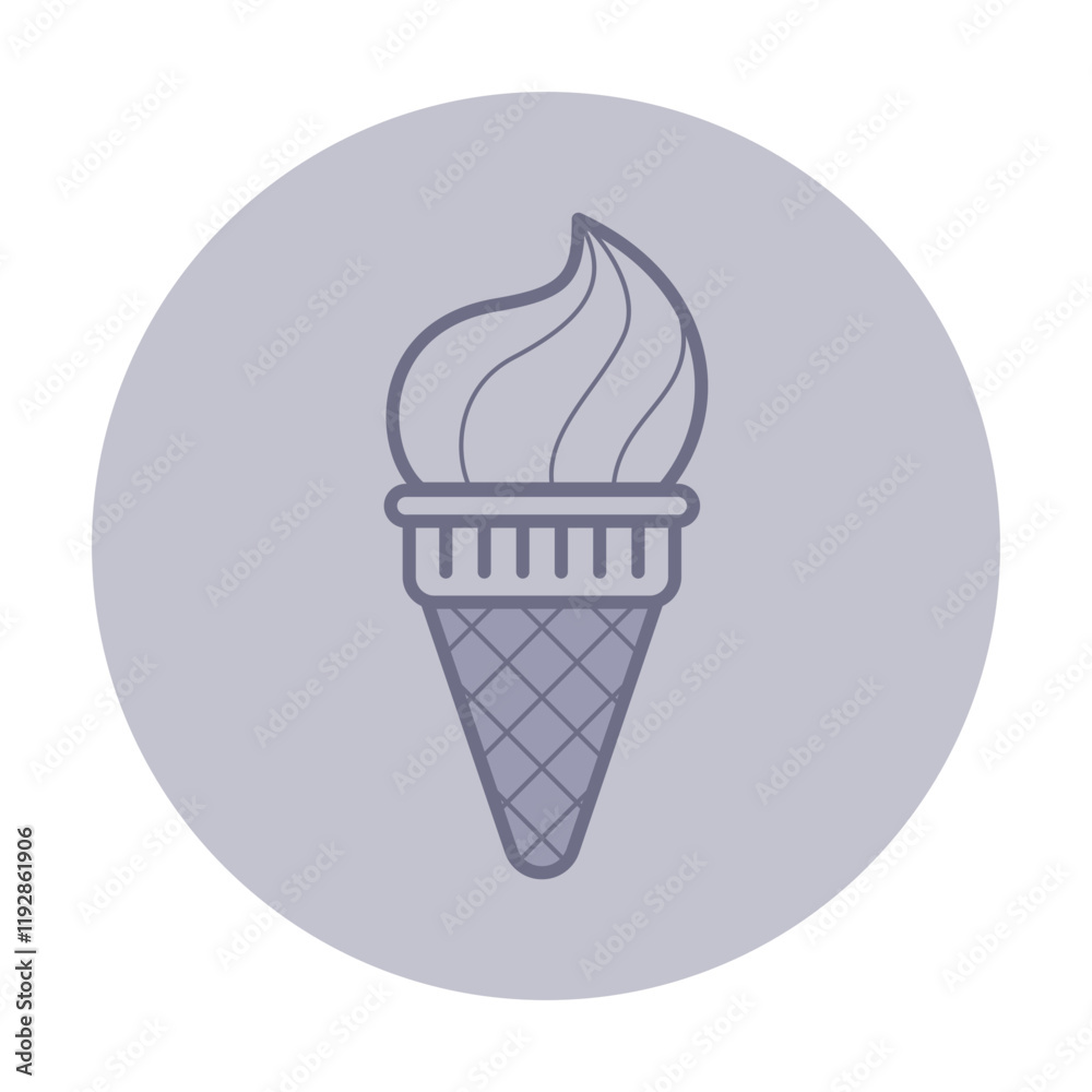 Ice cream cone line icon. Soft icecream in waffle cup outline sign ...