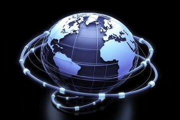Leinwandbilder - 3D Rendered Globe with Digital Connections