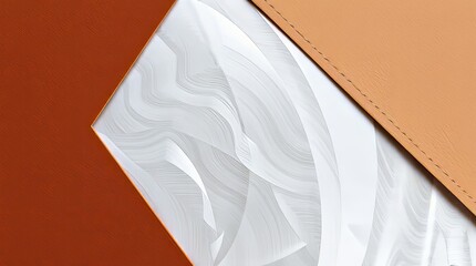 Poster - Abstract composition featuring aluminum, leather fabric, and flowing white shapes with professional style