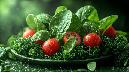 Sticker - Fresh Green Salad with Cherry Tomatoes and Spinach