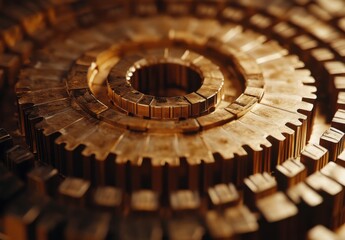 Poster - Intricate Close-Up of Metallic Gears and Components in a Complex Machinery Setting, Highlighting the Detailed Texture and Precision Engineering Design