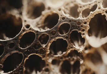 Poster - Intricate Natural Patterns of Honeycomb Structure Showcased in Close-Up Detail, Highlighting the Unique Shapes and Textures Found in Organic Materials