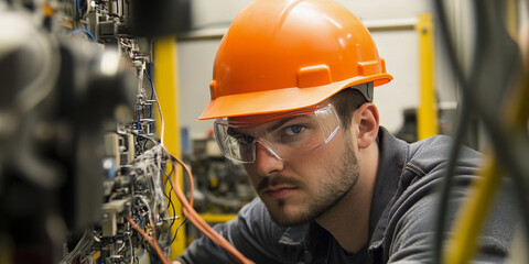 Aufkleber - Technician working on machinery in industrial setting