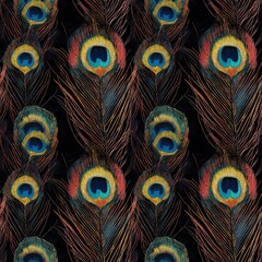 Wall Mural - peafowl feathers texture seamless pattern