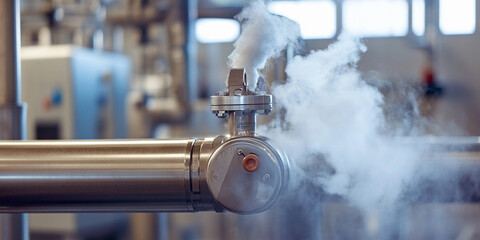 Aufkleber - Steam valve releasing vapor in industrial setting