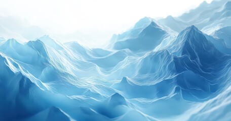 Poster - Serene Blue Waves in Abstract Ocean Landscape with Gentle Gradients, Evoking Tranquility and Calmness, Ideal for Backgrounds and Inspirational Themes