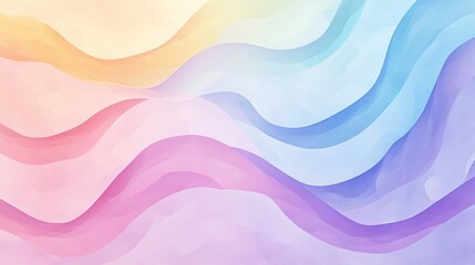 Poster - Soft Pastel Waves Abstract Background in Gentle Hues of Pink, Blue, and Yellow Ideal for Elegant Design Projects and Creative Digital Artworks