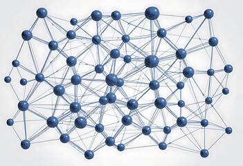 Poster - Interconnected Blue Spheres Forming a Complex Network