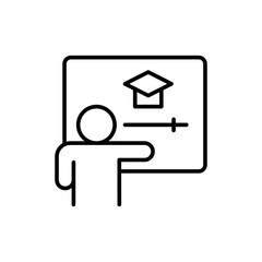 Poster - Interactive learning outline icons, minimalist vector illustration ,simple transparent graphic element .Isolated on white background