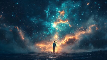 Poster - Ladder to the Cosmic Realm Students Ascending Through Education s Encouragement